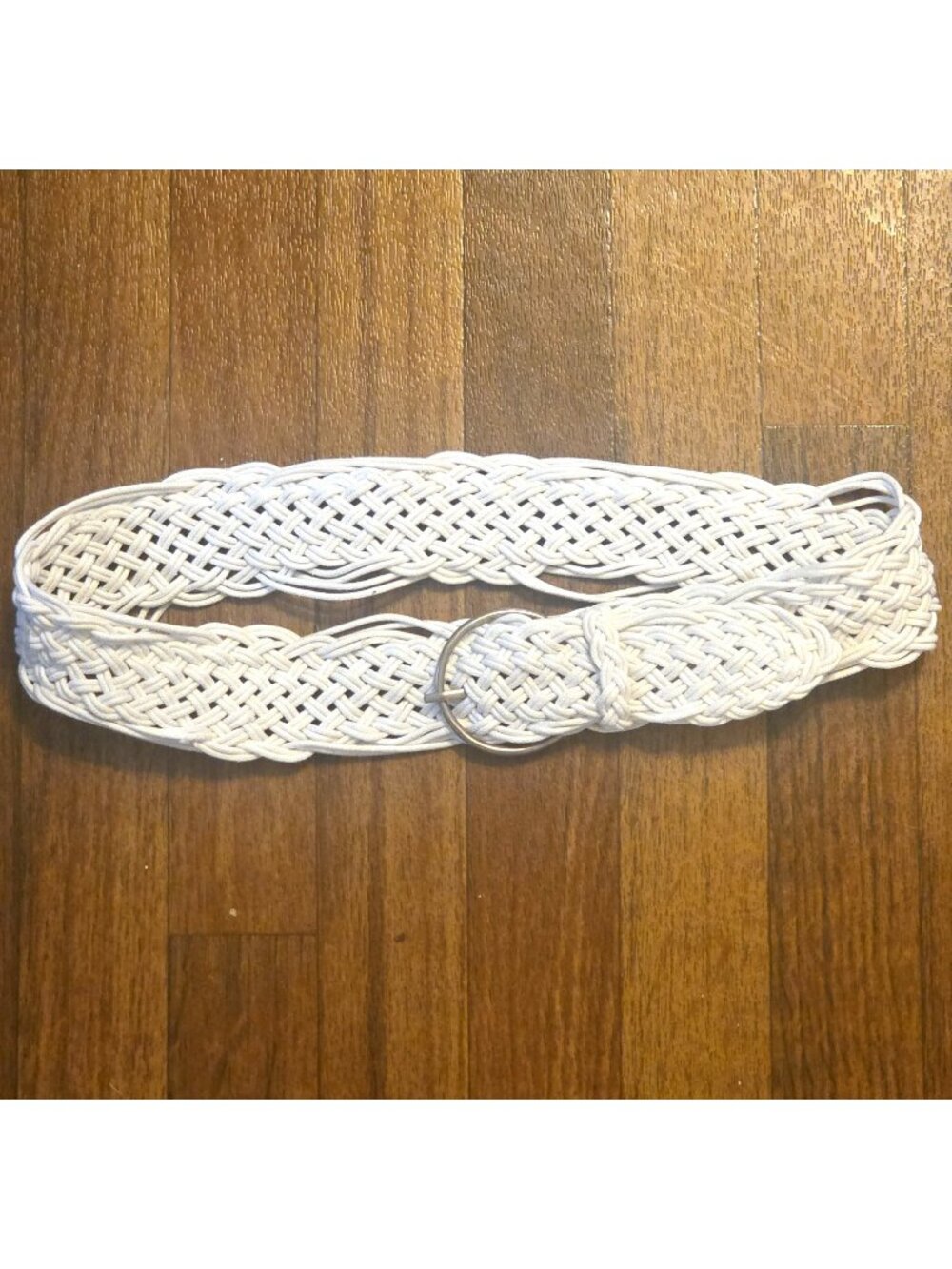 Braided White Belt Cording 35" Long Plaited 2" Wide